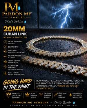 Pardon Me Jewelry 20MM Two-Tone Cuban Link Necklace & Bracelet Set 💧

Pardon Me
